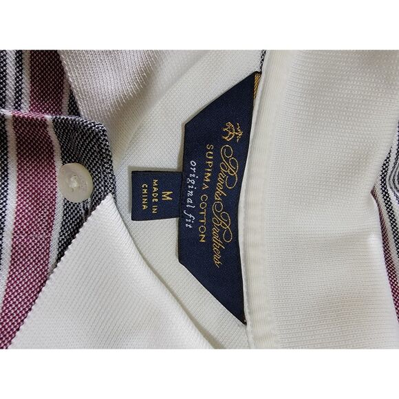 Brooks Brothers Supima Cotton Striped Polo Shirt - Medium - Picture 5 of 6